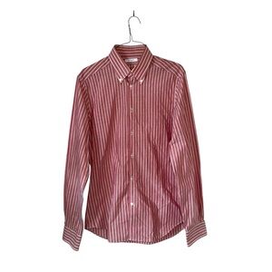 Boglioli Milano Italy Men Dress Button Shirt Red and White Striped
